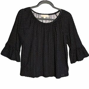 Michael Kors Black Star Pattern Bell Sleeve Top​